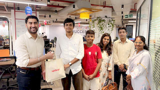 upGrad Noida office - student and parents with the counselling team after their study abroad session